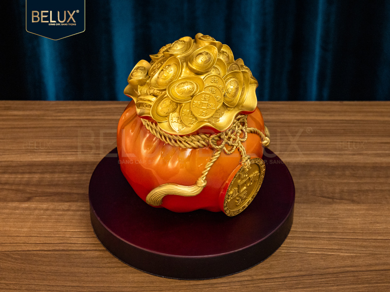 Túi Tiền Vàng bằng đồng decor 22x22x20cm